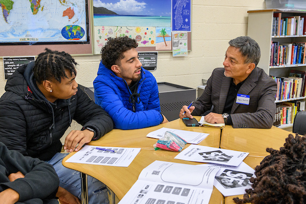 Money Coach and students at Racine Lutheran High School
