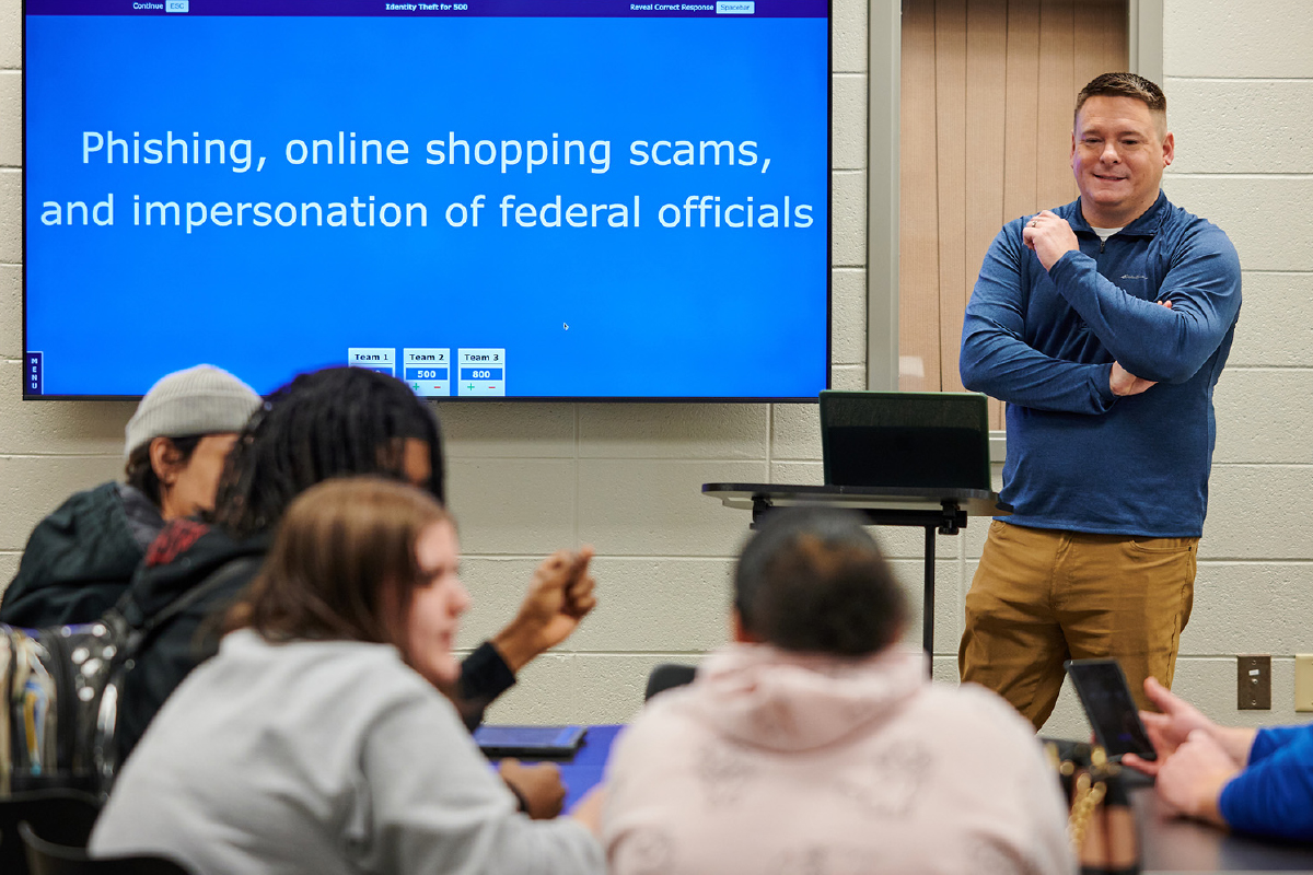 Volunteer teaching a class